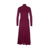 Alaïa Midi Dress With High Neck And Long Sleeves In Burgundy