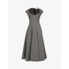 Alaïa Alaia Womens Granite Evasee Corseted Stretch-linen Maxi Dress In Granite