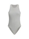 Alaïa Women White Ribbed Knit Tank Bodysuit In Gray