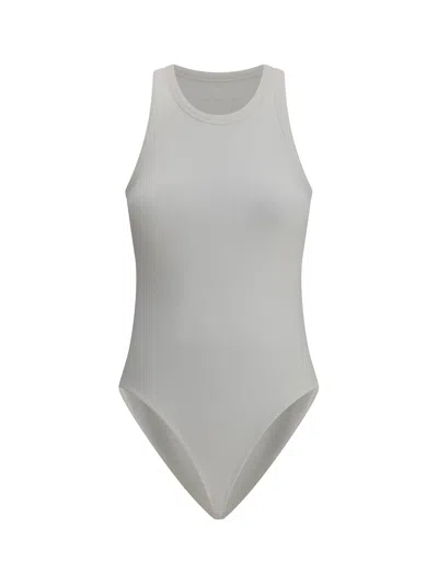 Alaïa Women Halter Ribbed Bodysuit In Gray