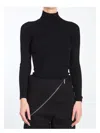 Alaïa Turtleneck Cinched T-shirt With Back Zip In Black