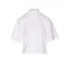 Alaïa High Neck Button Detail Cropped Top In White