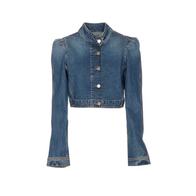 Alaïa Alaia Women Highneck Denim Jacket In Blue