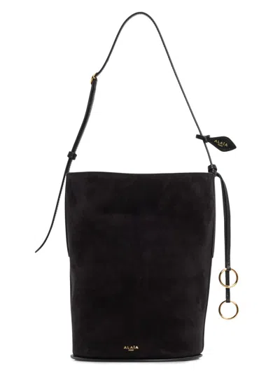 Alaïa Women's Hip Small Suede Bucket Bag In Black
