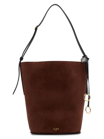 Alaïa Women's Hip Small Suede Bucket Bag In Brown