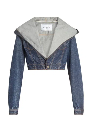 Alaïa Alaia Women Hooded Denim Jacket In Multi