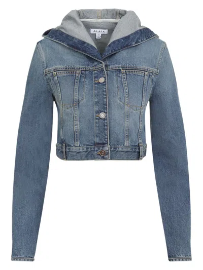 ALAÏA WOMEN'S HOODED DENIM JACKET