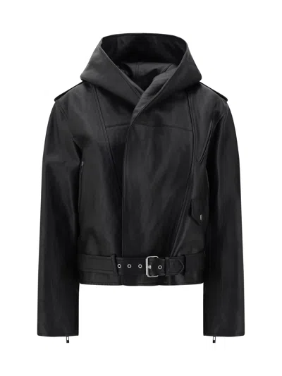 Alaïa Women Hooded Leather Jacket In Black