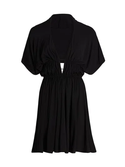 Alaïa Women's Hooded V-neck Minidress In Black