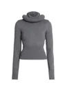 Alaïa Woman Turtleneck Grey Size 6 Virgin Wool In Gray