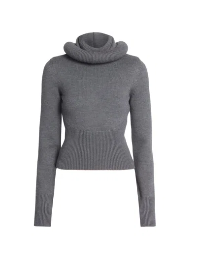 Alaïa Woman Turtleneck Grey Size 6 Virgin Wool In Gray