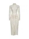 Alaïa Women Ivory Draped Jersey Rhinestone-embellished Long Dress In White