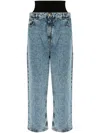 Alaïa Low-rise Snow Denim Jeans With Knit Waistband In Blue