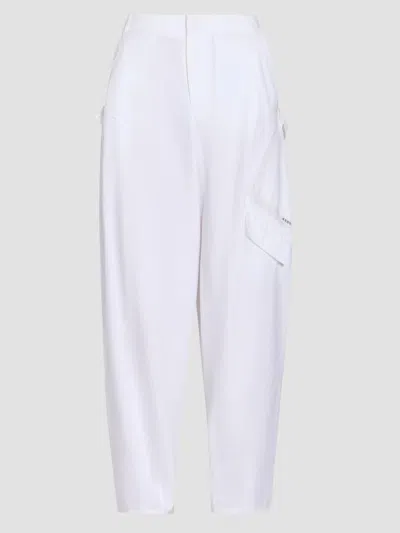 Alaïa Women's Ladder Stitch Cotton Cargo Pants In White