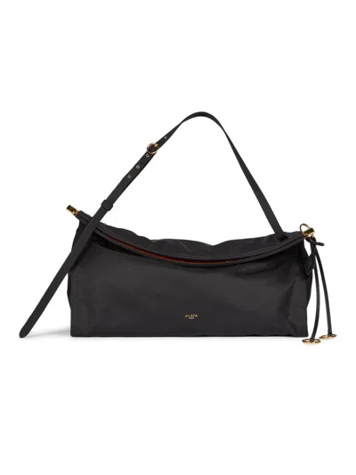 Alaïa Women's Large Le Clik East West Padded Nylon Shoulder Bag In Black