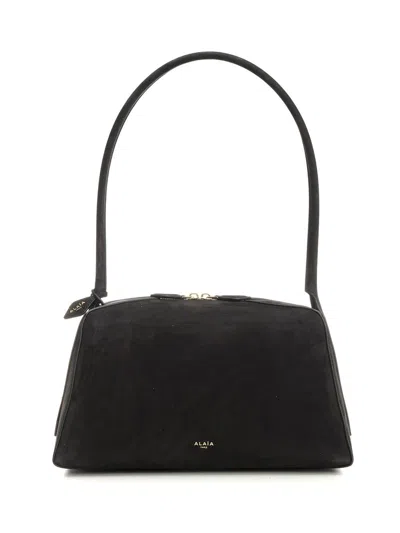 Alaïa Le Bouledogue Bowling Shoulder Bag In Nubuck Leather In Black
