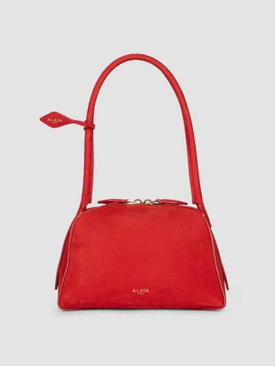 Alaïa Small Leather Le Bouledogue Shoulder Bag In Red