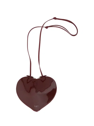 Alaïa Le Coeur Leather Crossbody Bag In Red