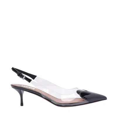 Alaïa Le Coeur Black Patent Leather High Slingback In Animal Print