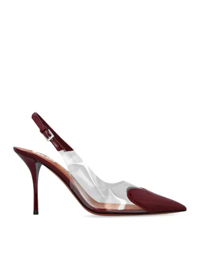 Alaïa Alaia Women Leather And Pvc Slingbacks 90 In Burgundy