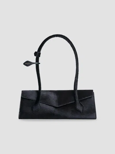 Alaïa Women's Le Teckel Flap Medium Calf-hair Shoulder Bag In Chocolate