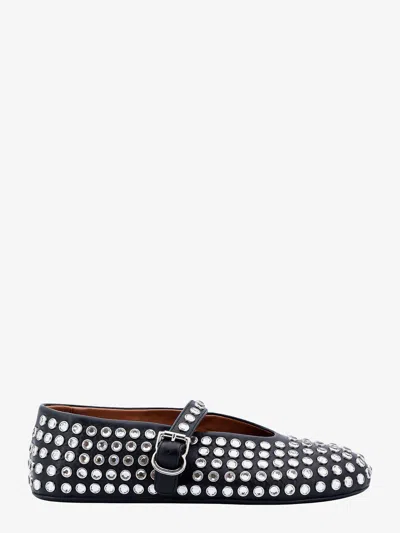 Alaïa Alaia Women Leather Ballerinas Strap With Rhinestones In Black
