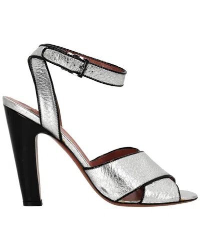 Alaïa Women's Leather Cross Strap Sandal (authentic Pre-loved) In Silver