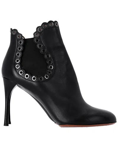 Alaïa Women's Leather Eyelet Ankle Boot (authentic Pre-loved) In Black