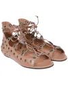 Alaïa Alaia Women's Leather Eyelet Strappy Flat Sandal (authentic Pre-loved) In Pink