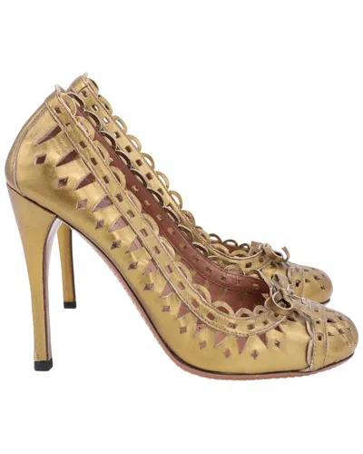Alaïa Women's Leather Laser-cut Pump Heel
