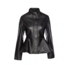 Alaïa Womens Noir Alaia Peplum Band-collar Leather Jacket In Black