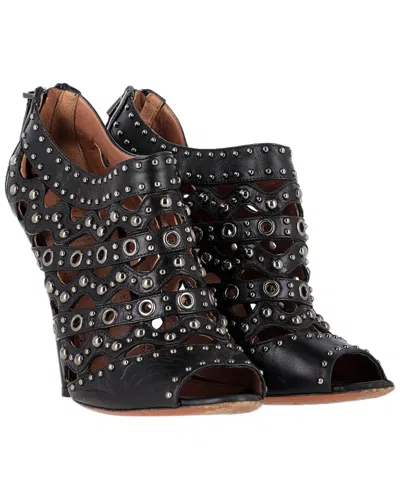 Alaïa Women's Leather Studded Lasercut Sandal (authentic Pre-loved) In Black