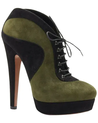 Pre-owned Alaïa Women's Leather Suede Leather Lace Up Platform Ankle Bootie (authentic  Pre-loved)