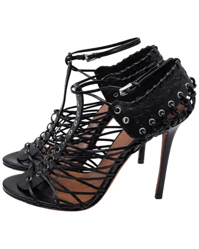 Pre-owned Alaïa Women's Leather Whipstitch Eyelet Strappy Stiletto Sandal (authentic  Pre-loved)