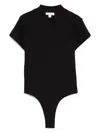 Alaïa Logo-embroidered Bodysuit T-shirt In Black