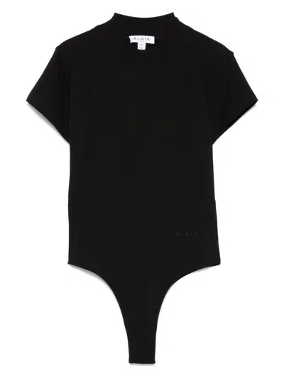 ALAÏA WOMEN'S LOGO-EMBROIDERED BODYSUIT T-SHIRT