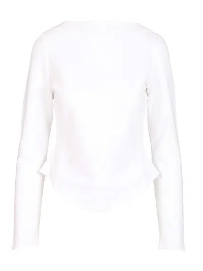 Alaïa Women Long-sleeved Cotton Jersey T-shirt In Gray