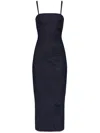 Alaïa Blue Spaghetti Strap Denim Midi Dress In Black