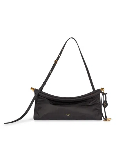 Alaïa Women's Medium Le Clik East West Padded Nylon Shoulder Bag In Black