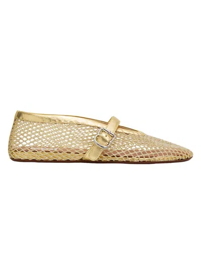 Alaïa Women's Metallic Mesh Mary Jane Ballerina Flats In Gold