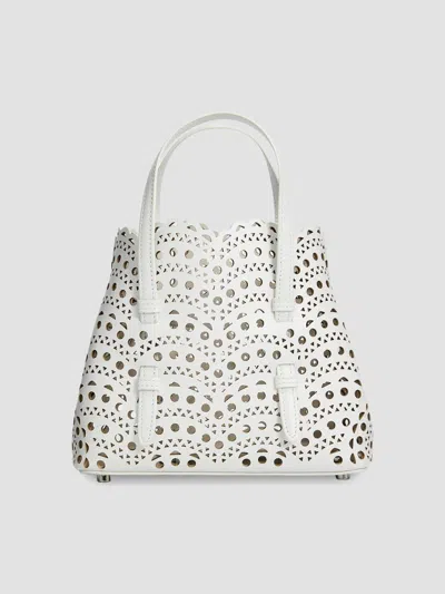 Alaïa Women's Mina 20 Perforated Leather Tote Bag In Blanc Casse
