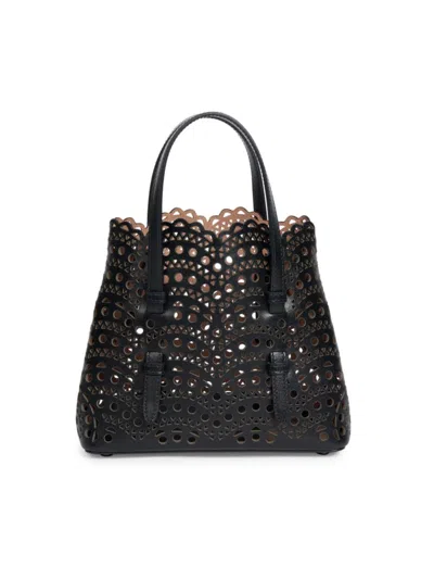 Alaïa Women's Mina 25 Perforated Leather Tote In Noir