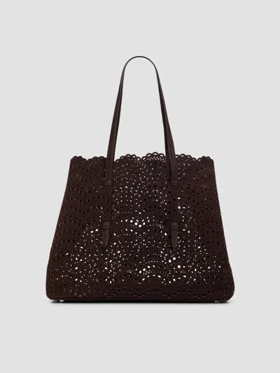 Alaïa Women's Mina 37 Vienne Wave Leather Tote Bag In Dark Brown