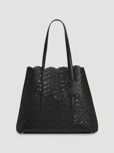 Alaïa Women's Mina Large Eyelet Leather Tote Bag In Black
