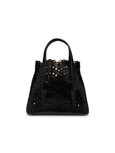 Alaïa Women's Mini Mina Perforated Leather Top Handle Bag In Black