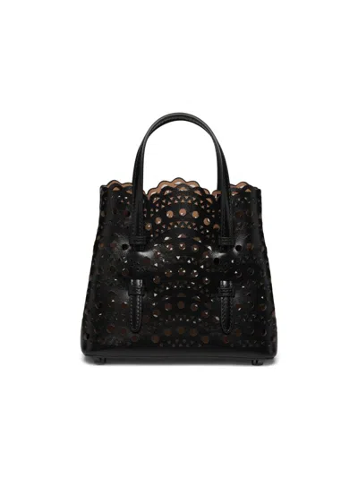 Alaïa Women's Mini Mina Perforated Leather Tote In Black