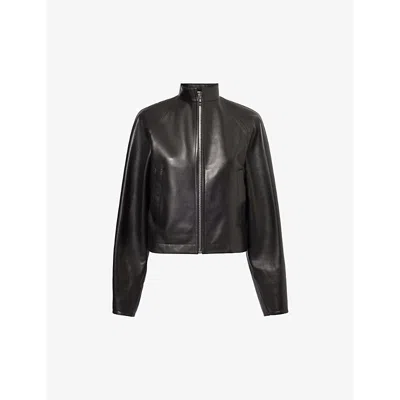 Alaïa Alaia Womens Noir Alaia High-neck Regular-fit Leather Jacket