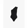 Alaïa One-shoulder Bodysuit In Noir Alaia