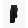 ALAÏA WOMENS ASYMMETRIC SPLIT-HEM REGULAR-FIT MIDI SKIRT NOIR ALAIA