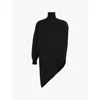 Alaïa Asymmetric Caped Turtleneck Sweater In Noir Alaia